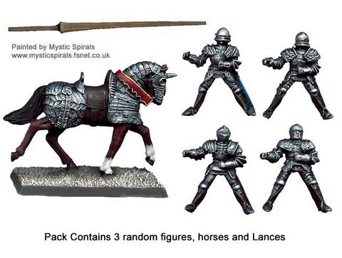 Mounted Men-at-Arms with Lances upright